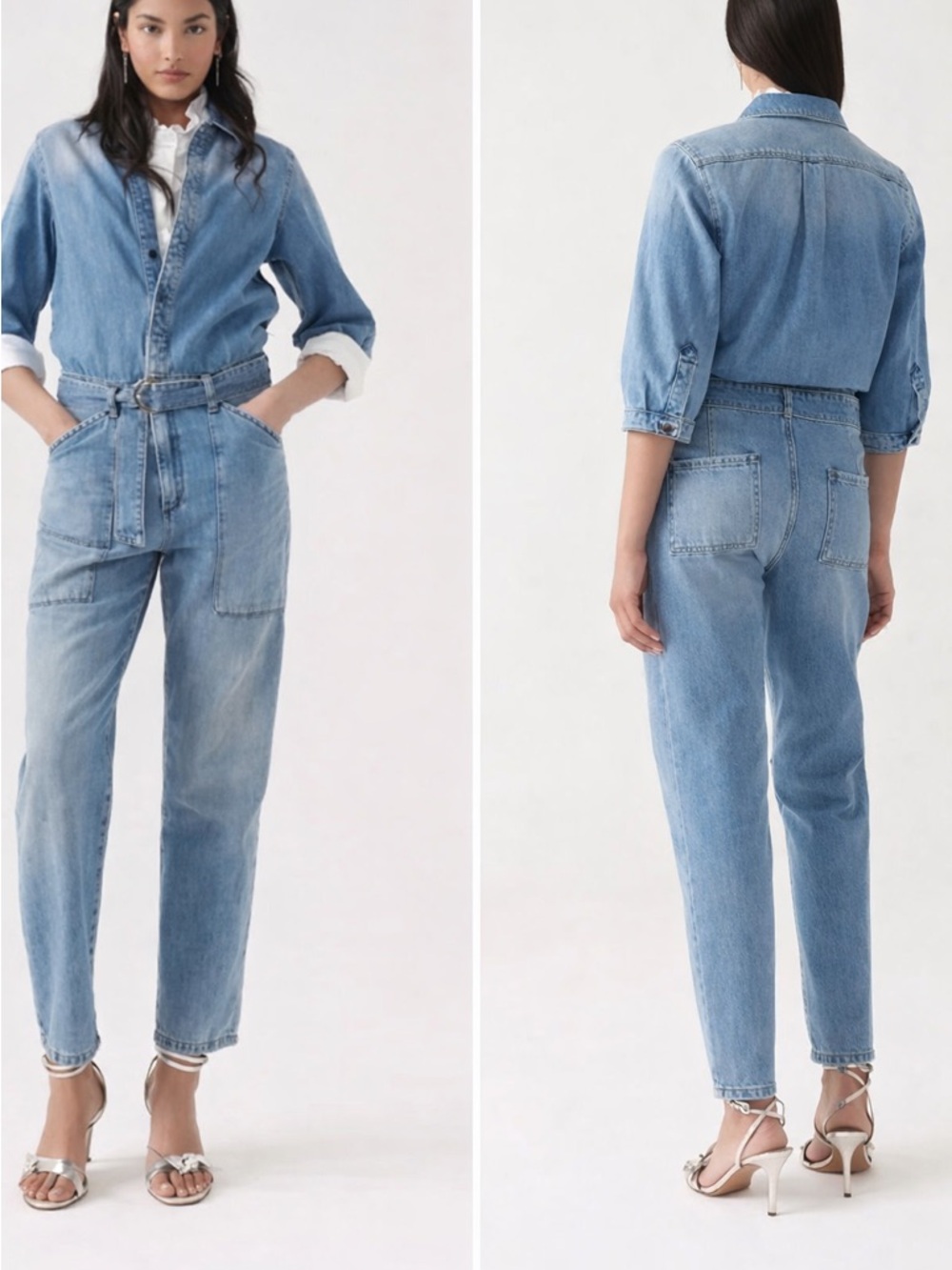 ba&sh Frida Denim Jumpsuit Light Wash Blue Size 2 / US 6